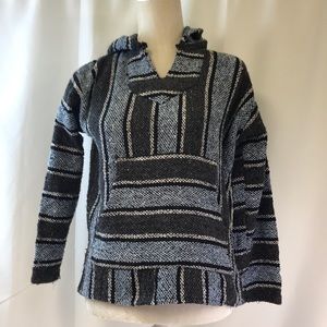 Frank’s Textiles Baja Woven Boho Style Hoodie Pullover Size Small